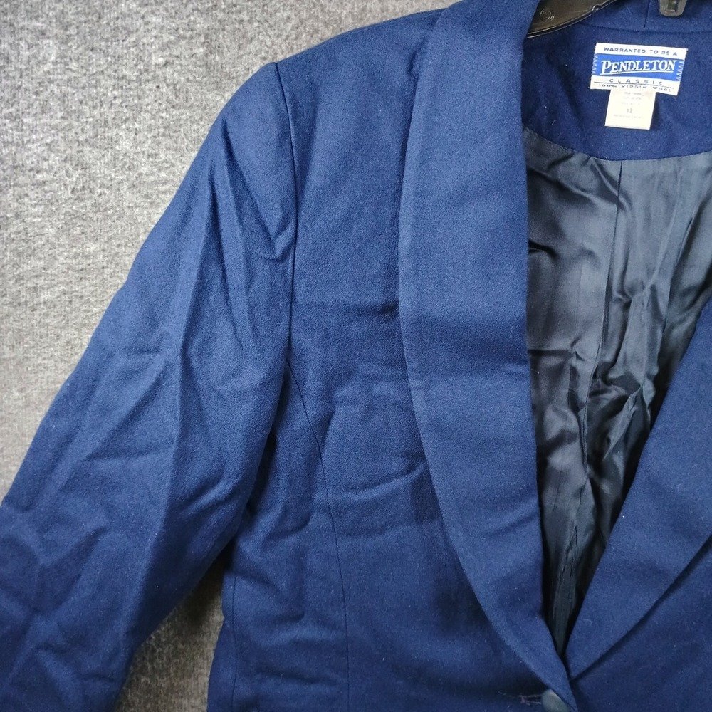 Pendleton Blazer Womens 12 Navy Blue 100% Virgin Wool Sport Coat Made in USA - Picture 6 of 10
